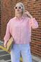 Pink Striped Oversize Women's Shirt Mg2093 - 5