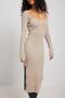 Stone Color Square Collar Knitwear Long Dress Mg1719 - 3