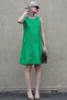 Green Zero Sleeve Loose Linen Dress Mg1831 - 3