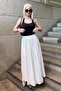 White Voile Fabric Basic Women's Long Length Women's Skirt Mg2366 - 4