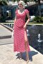 Red Patterned Slit Long Dress MG2004 - 5
