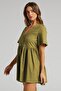 Oil Green Buttoned Mini Dress Mg1621 - 3