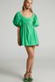Green Heart Collar Balloon Sleeve Women's Dress Mg1620 - 4