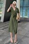 Green Shirt Collar Pocket Detailed Buttoned Long Dress Mg2083 - 2
