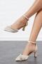 Acro Cross Stone Karnıyarık Women's Shoes Tan Satin