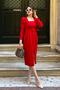 Red Watermelon Sleeve Square Collar Pencil Dress MG2046 - 5