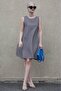 Gray Zero Sleeve Casual Linen Dress Mg1831 - 2