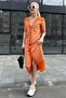Orange Buttoned Knitwear Women's Dress Mg1648 - 3