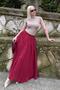 Burgundy Voile Fabric Basic Women's Long Length Women's Skirt Mg2366 - 2