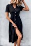 Black Shirt Collar Long Dress MG1853 - 4
