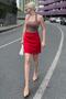 Red High Waist Front Slit Short Skirt Mg2086 - 7