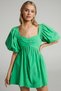Green Heart Collar Balloon Sleeve Women's Dress Mg1620 - 2