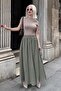 Green Voile Fabric Basic Women's Long Length Women's Skirt Mg2366 - 2