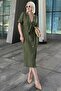 Green Shirt Collar Pocket Detailed Buttoned Long Dress Mg2083 - 5