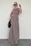 Mink Front Flowing Long Length Women's Dress Mg2364 - 5