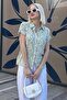 Green Floral Patterned Short Sleeve Women's Shirt Mg2098 - 2