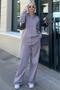 Burgundy Long Sleeve Striped Shirt Trousers Two-Piece Set Mg2124 - 4