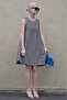 Gray Zero Sleeve Casual Linen Dress Mg1831 - 3