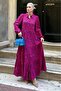 Red Ankles Elastic Half Button Polo Neck Floral Dress MG2029 - 3