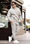 Dyed Gray Men's Hooded Tapered-Cuff Tracksuit Set 5957