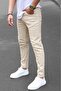 Men's Beige Canvas Slim Fit Trousers - 4