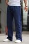 Navy Blue Men's Relaxed Cut Linen Trousers 6539 - 3