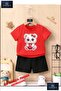 Children's "Cat Pink Heart" Custom Printed Crew Neck T-Shirt - Shorts Set