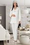 Mecit 5304 Plush Detailed Ecru Maternity Pajama Set with Dressing Gown