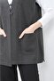 Mother's Vest - Steel Knit, Cordon Embroidered, 3 Buttons, Anthracite - 4