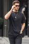 Black Oversize Crew Neck Men's T-Shirt 6179 - 4