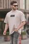 Stone Color Fake Stand Collar Oversize Men's T-Shirt 7005 - 2