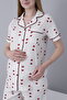 Front Buttoned Shirt Collar Printed Short Sleeve Woven Fabric Maternity and Maternity Shorts Pajama Set - 5