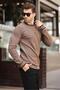 Mink Crew Neck Stripe Detailed Long Sleeve Knitted Sweater 7245 - 2