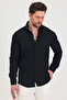 Men's Slim Fit Slim Fit Long Sleeve Shirt with Self-Stripe Detail - 5