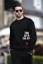 Black Crew Neck Raised Pocket Detailed Printed Men's Sweatshirt 7061 - 2
