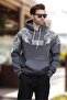 Smoked Hooded Pocket Detailed Printed Men's Sweatshirt 7052 - 2