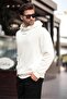 Ecru Hooded Pocket Detailed Embroidered Men's Sweatshirt 7050 - 4