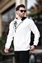 White Zipper Detailed Hooded Sweatshirt 1767 - 3