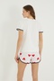 Heart Printed Piping Detailed Shorts Pajama Set - 6