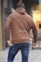 سويت شيرت بني بغطاء للرأس للرجال 6038 - 2