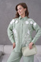 Women's Front Embroidered Rose Floral and Stone-Embellished Ribbon Detail Linen Shirt and Trousers Top and Bottom Set - 3