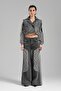 Women's Garnished Back Elastic Waist Palazzo Jean with Side Stripes