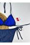 Navy Blue Halter-Neck Adjustable Stylish Triangle Bikini Set Women - 5