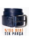 Men's Leather Belt Sports Jeans Belt 4.5 cm Navy Blue Genuine Buffalo Leather