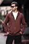 Bitter Brown Hooded Zippered Men's Cardigan 7070 - 3