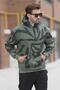 Khaki Hooded Pocket Detailed Printed Men's Sweatshirt 7087 - 2