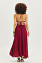 Deep Slit Bohemian Maxi Dress Burgundy - 5