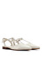 Genuine Leather Pointed Toe Flat Beige Women's Shoes - Tahla - 3