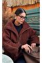 Bitter Brown Stand Collar Plush Coat with Pockets Mg1966 - 6