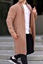 Camel Stand Collar Long Knitwear Cardigan with Pockets 6816 - 3